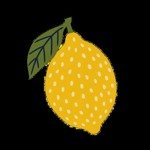 Illustrazione stilizzata di limone giallo brillante con foglia verde