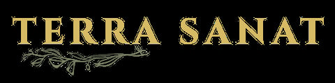 Terra Sanat logo with root design in gold