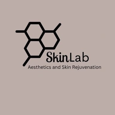 SkinLab logo featuring hexagonal molecular design with text Aesthetics and Skin Rejuvenation